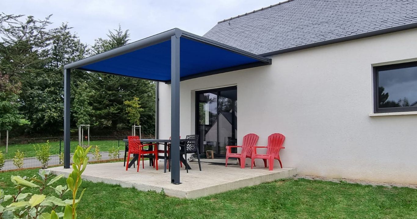 Pergotoile anthracite et bleu