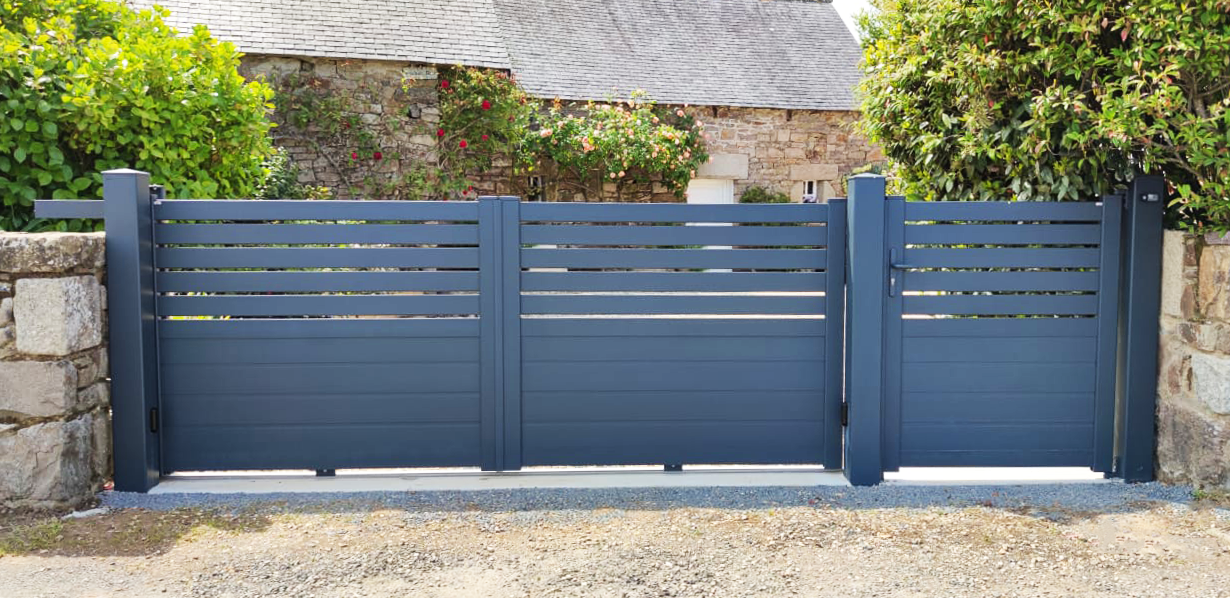 Portail battant et portillon gris anthracite Kiclos