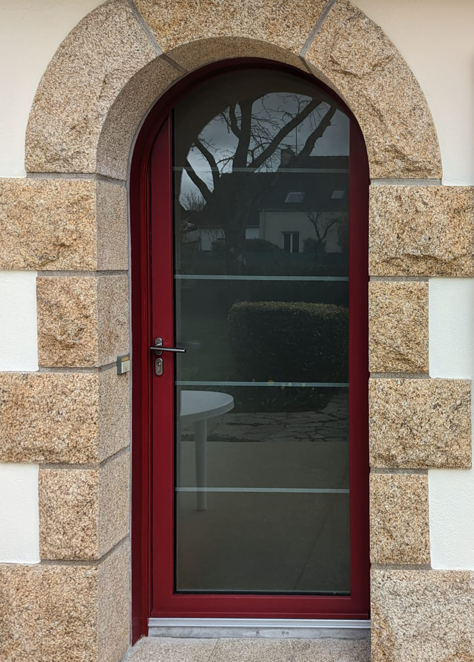Kiclos porte d'entrée vitrée rouge en PVC
