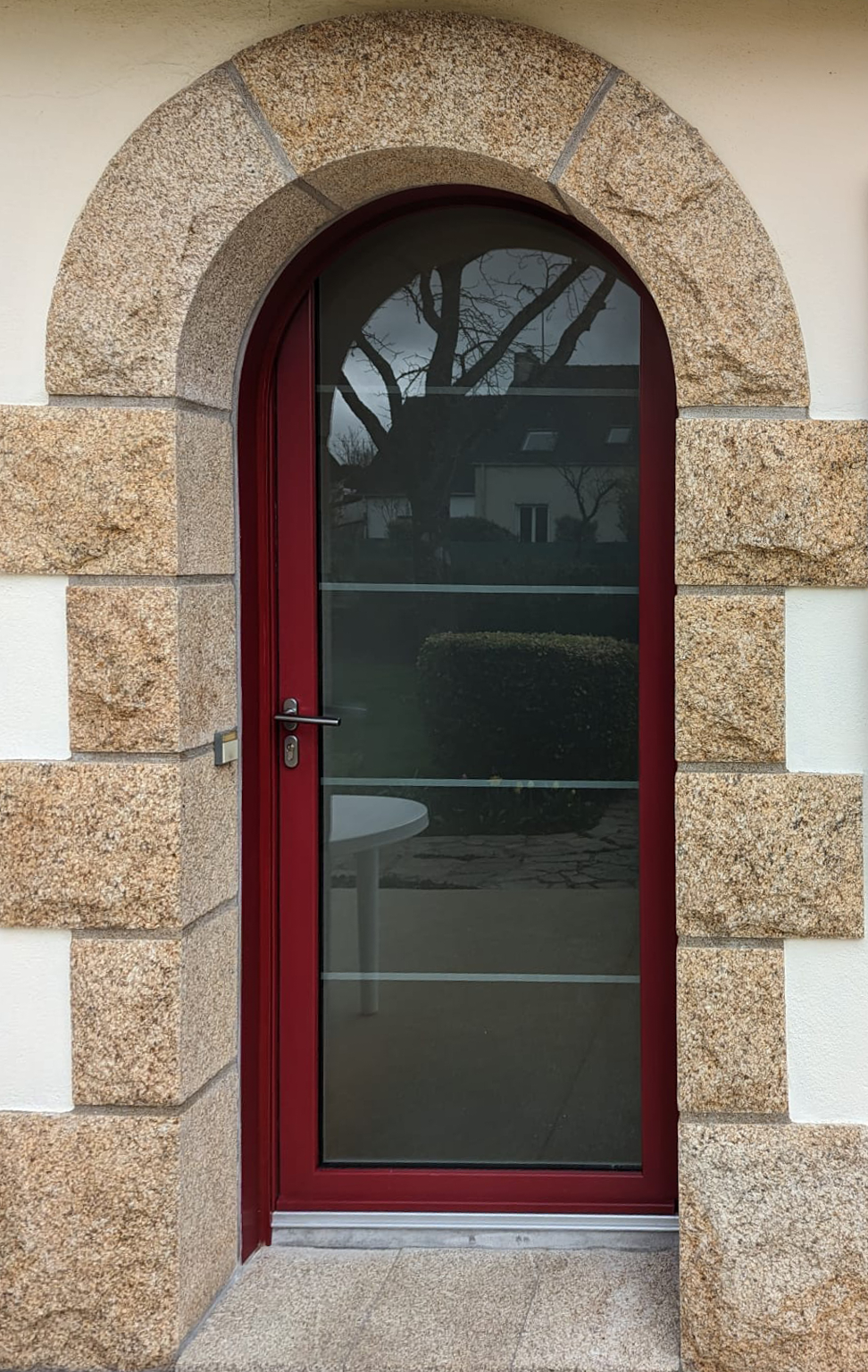 Kiclos porte d'entrée vitrée rouge en PVC