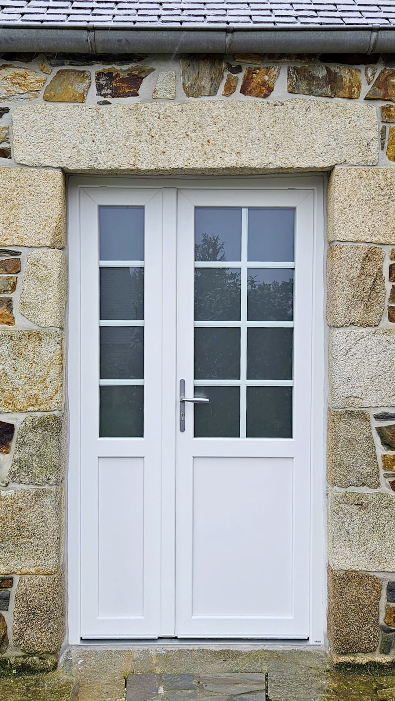 Kiclos - Porte d'entrée double en PVC blanc