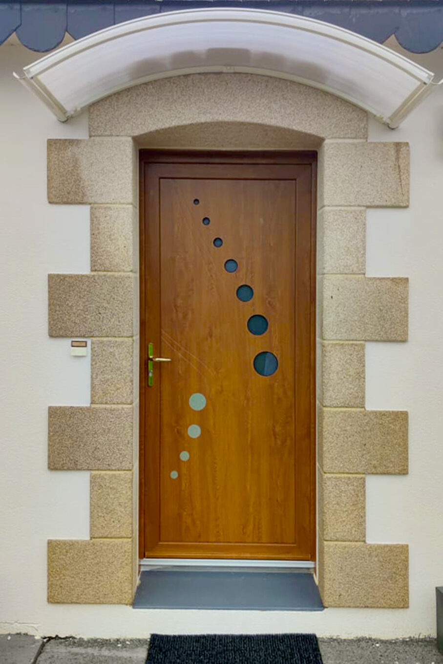 Kiclos - Porte d'entrée vitrée en PVC imitation bois