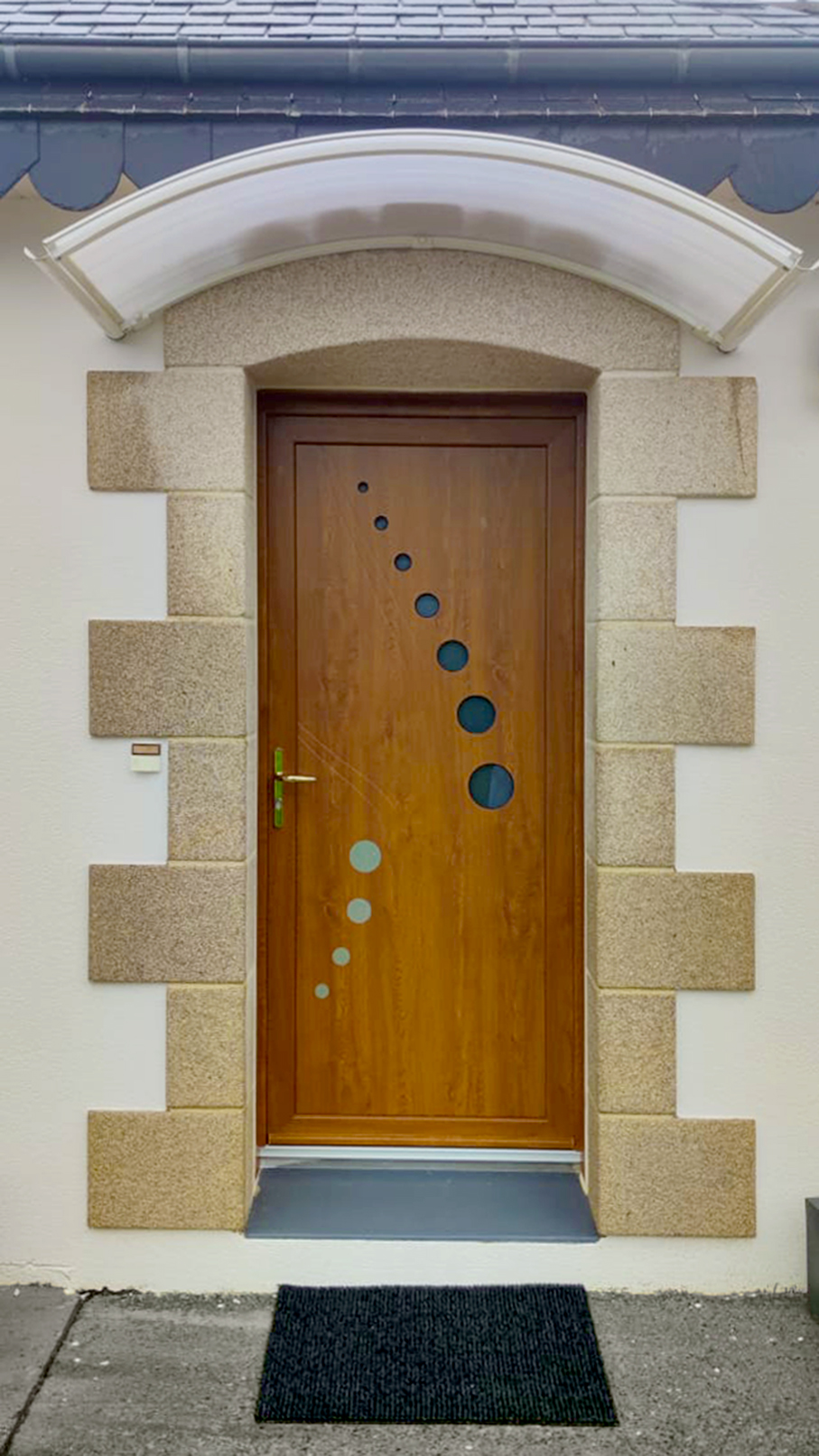 Kiclos - Porte d'entrée vitrée en PVC imitation bois