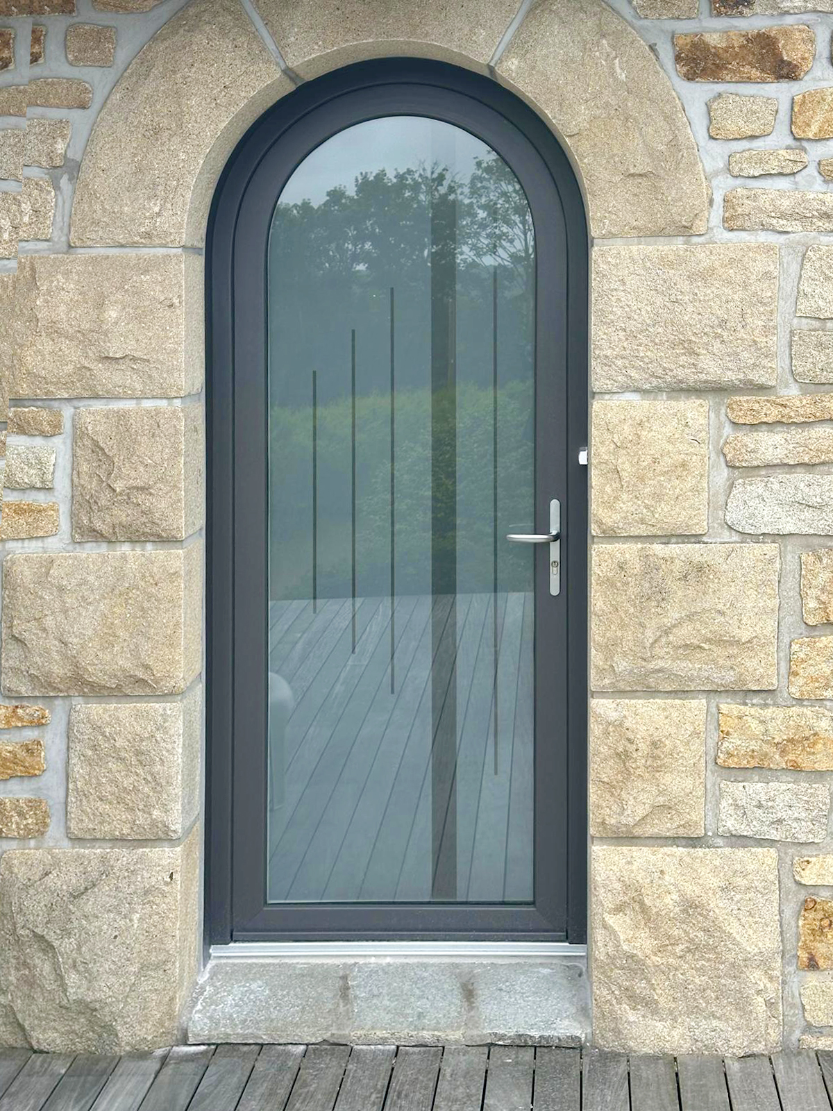 Kiclos - Porte d'entrée vitrée en PVC gris anthracite