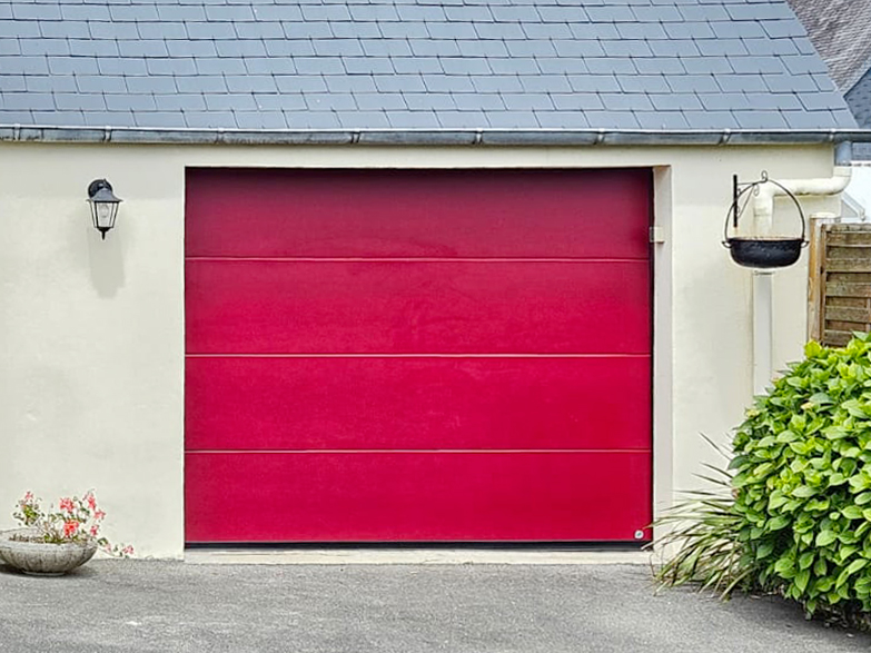 Kiclos - Porte de garage sectionnelle en PVC rouge