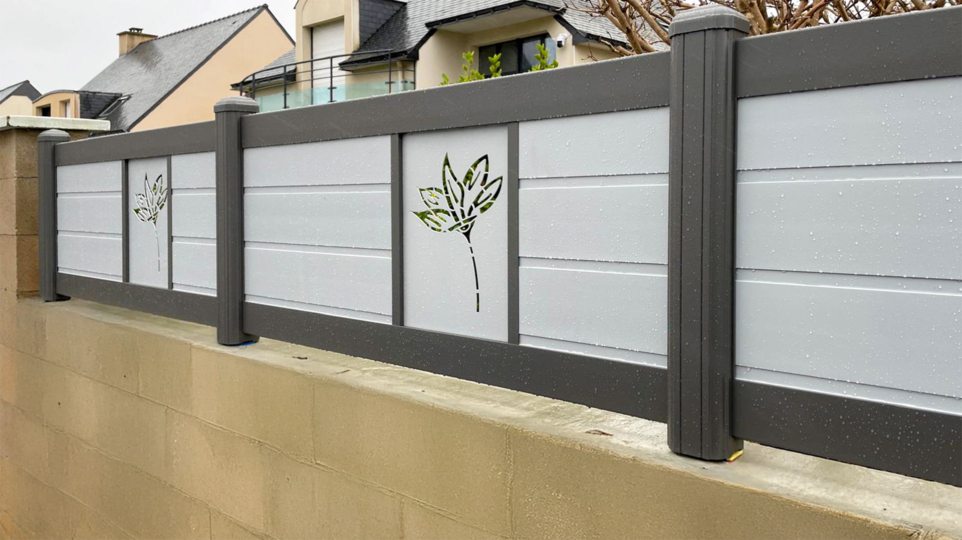 cloture kiclos bicolore decor magnolia pvc gris