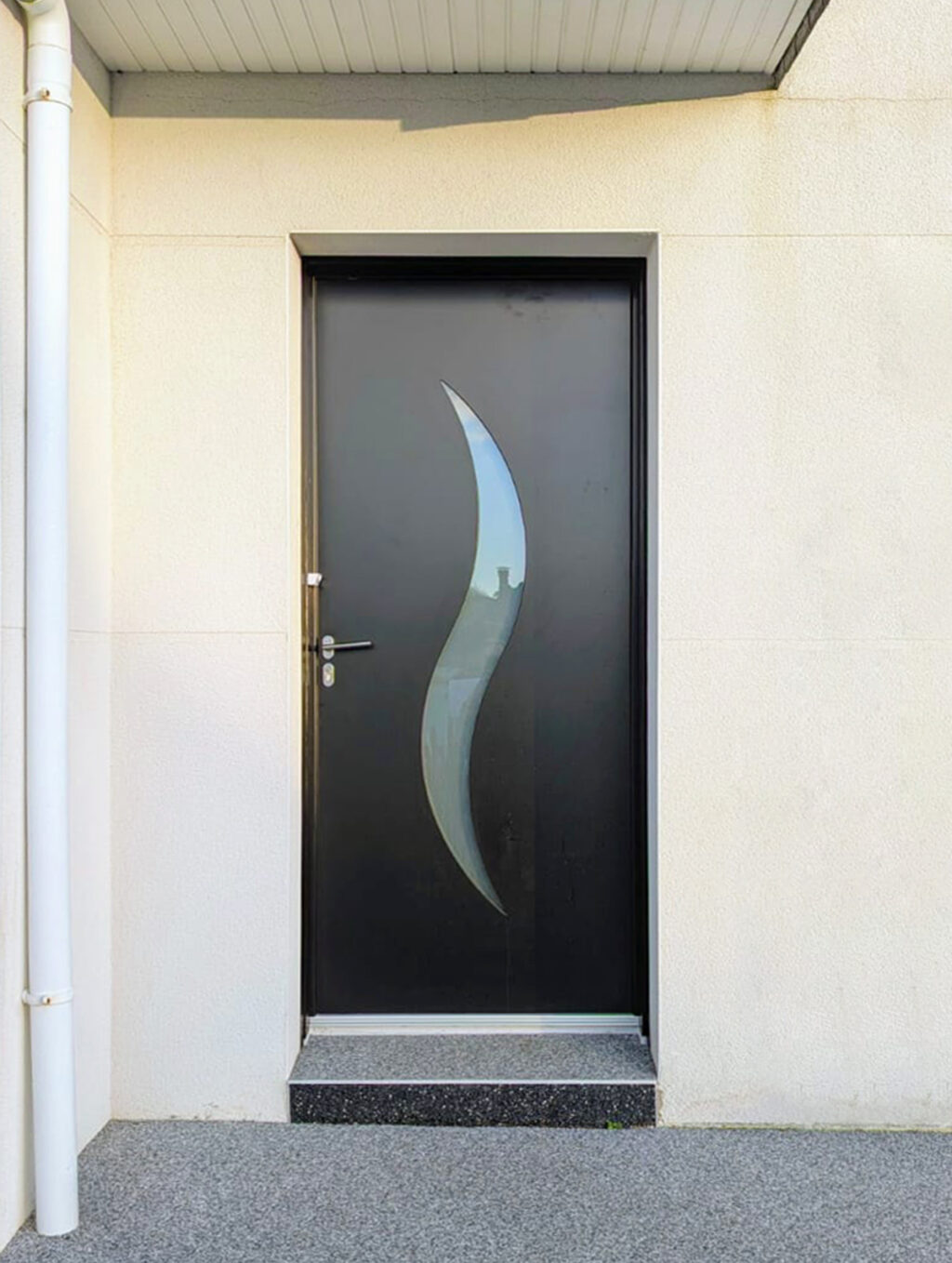 porte d'entree monobloc kiclos en pvc bicolor exterieur anthracite