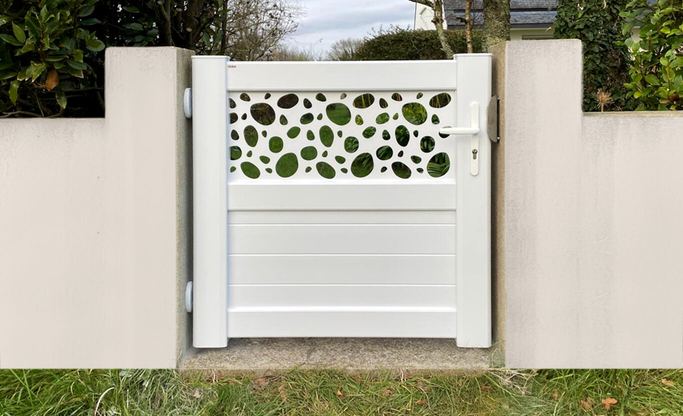 portillon decor galets en pvc blanc