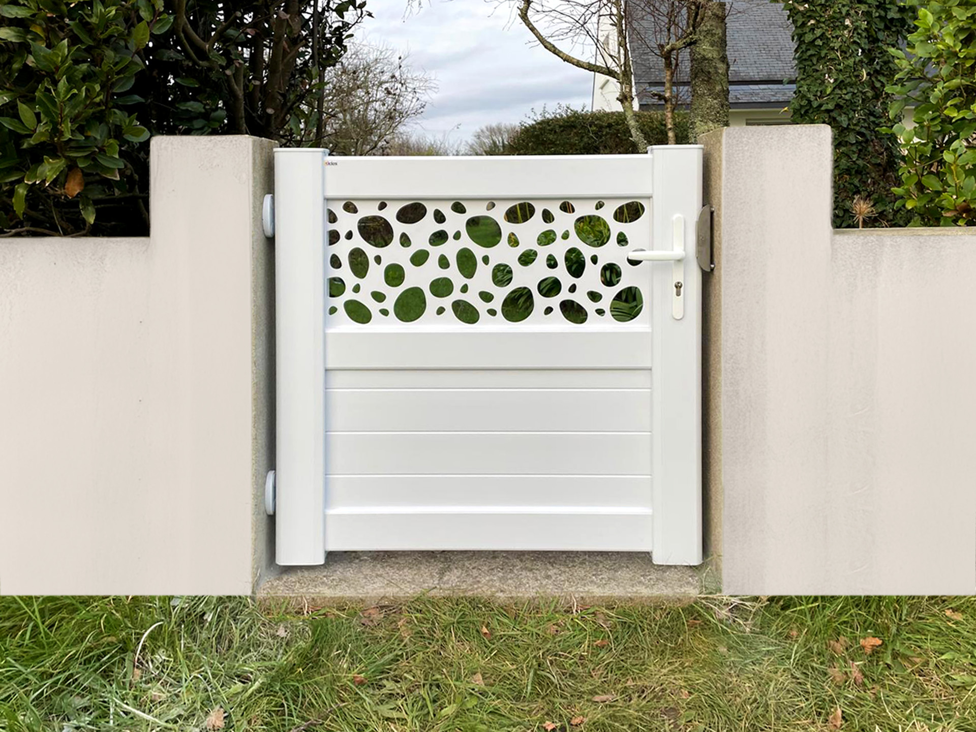 portillon decor galets en pvc blanc