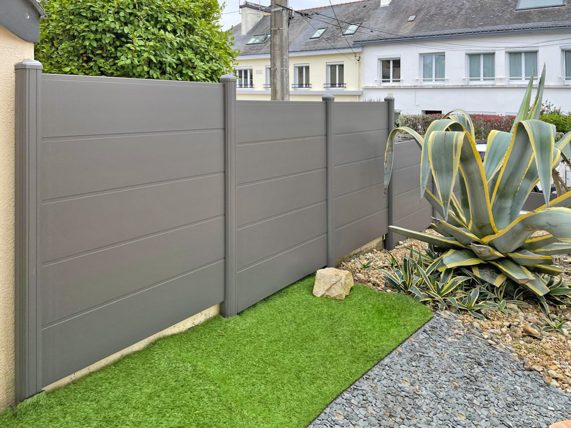 cloture kiclos pleine terre en aluminium gris