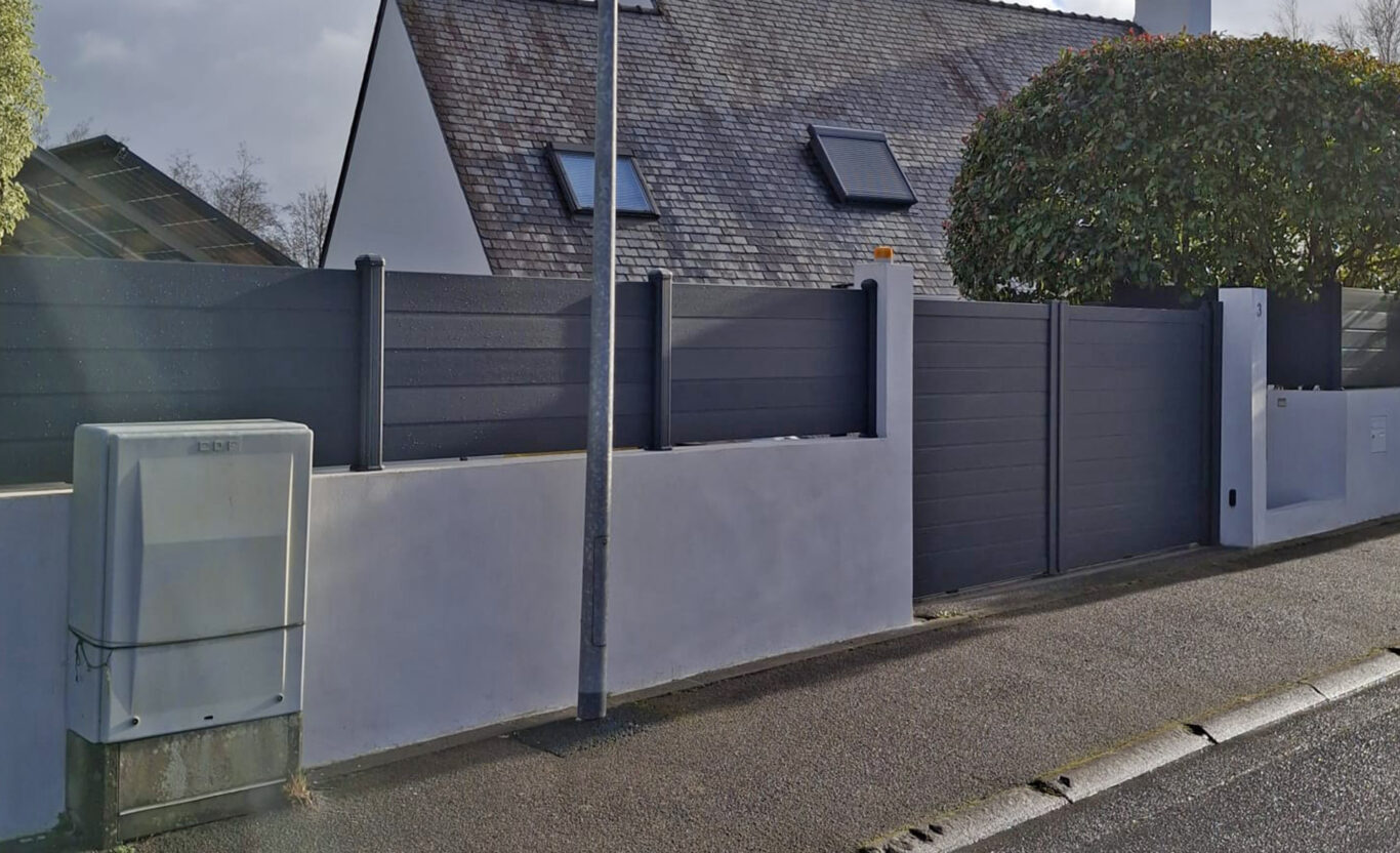 portail electrique kiclos et cloture en aluminium gris anthracite