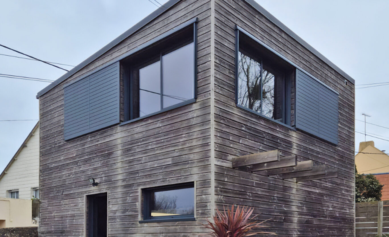 volets coulissants 1 vantail en aluminium gris anthracite