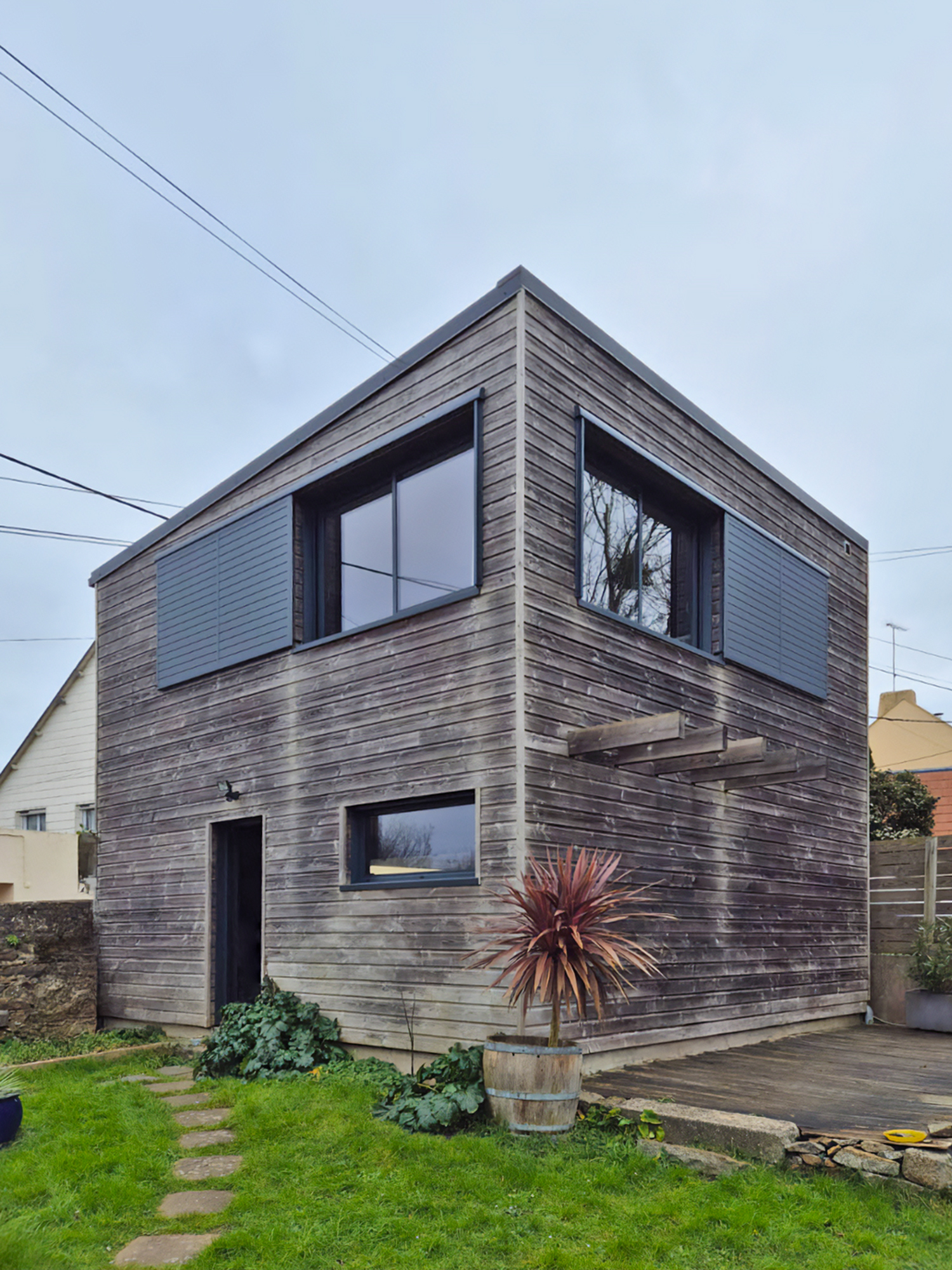 volets coulissants 1 vantail en aluminium gris anthracite