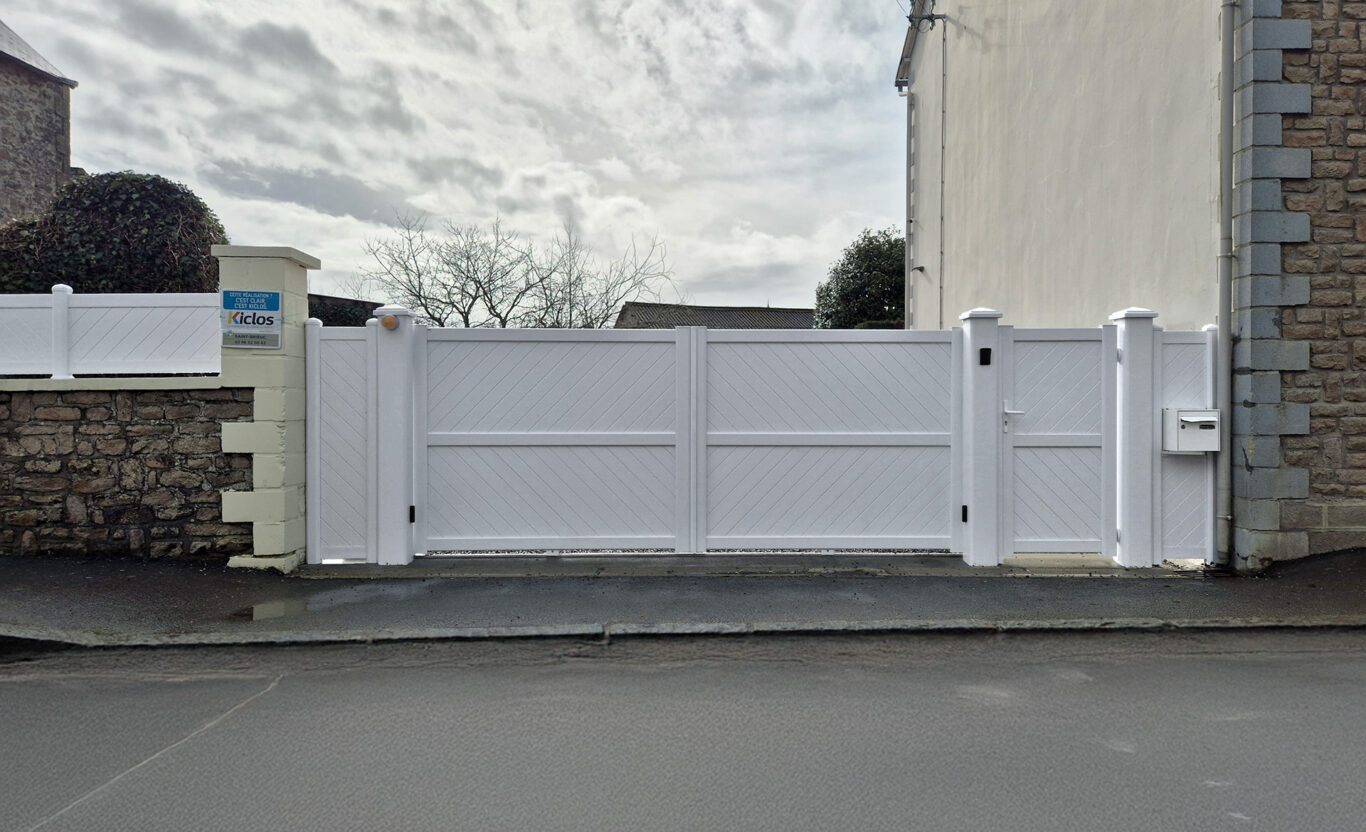 kiclos portail portillon cloture pvc blanc vue face