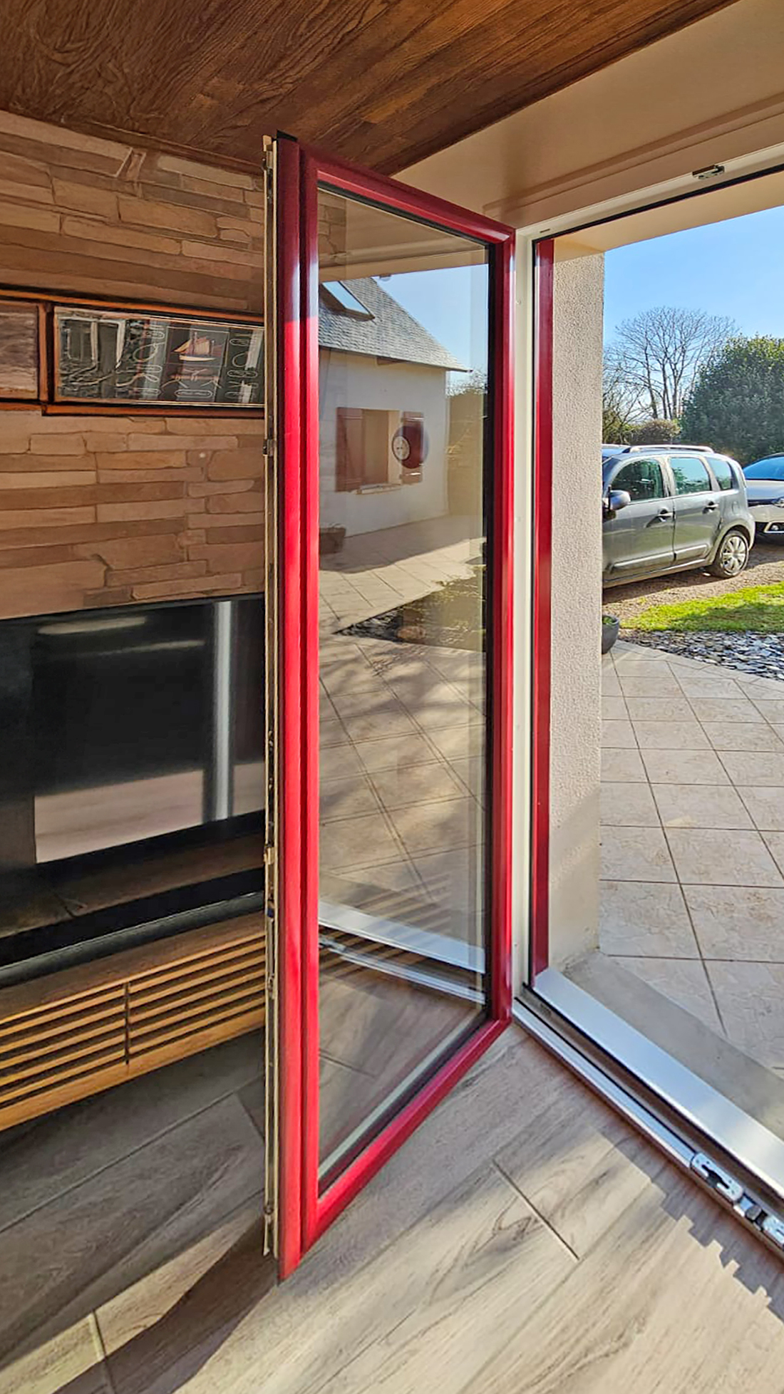 kiclos porte-fenetre pvc rouge pourpre