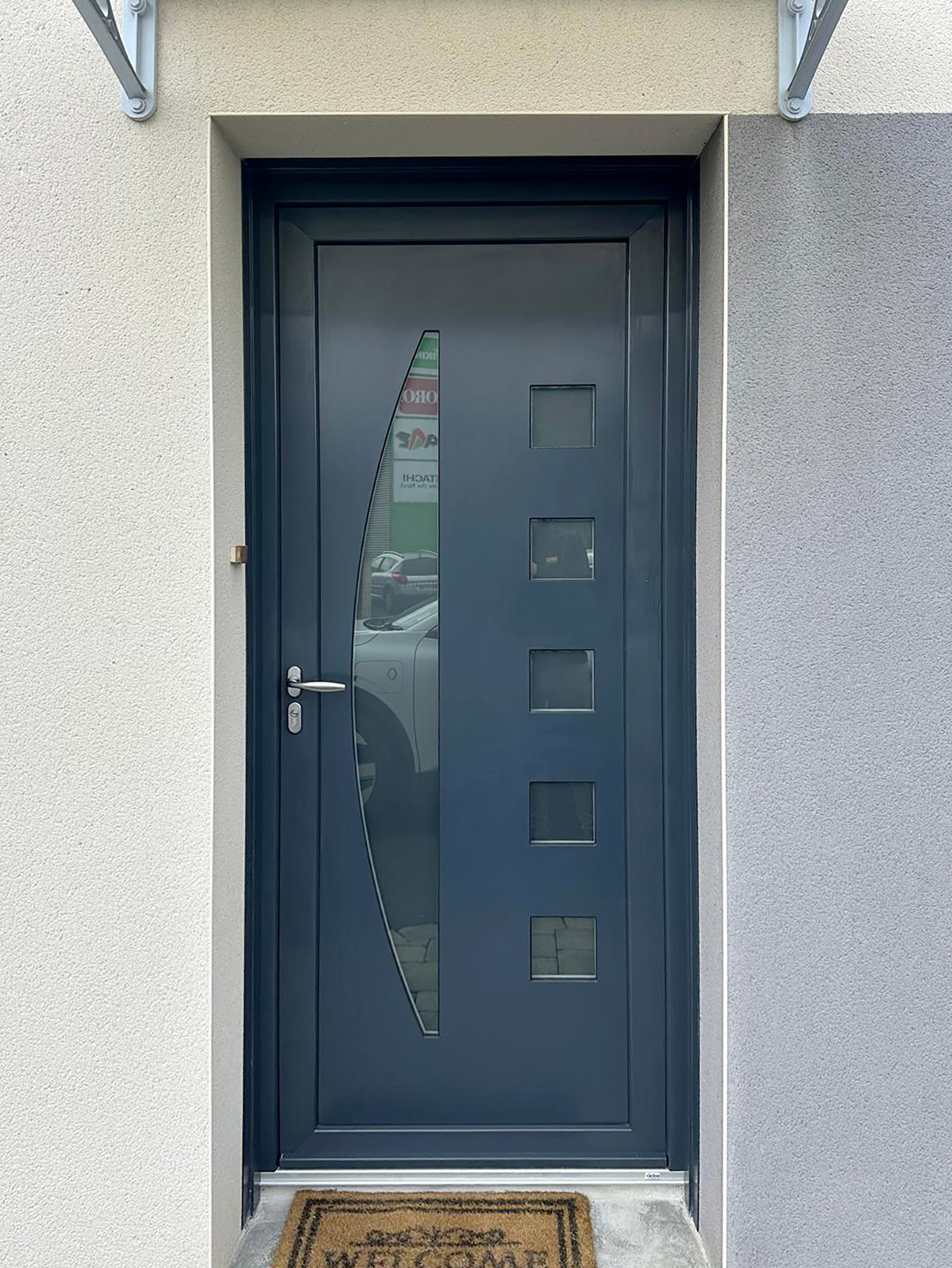 porte entree panneau decoratif achille kiclos aluminium anthracite exterieur